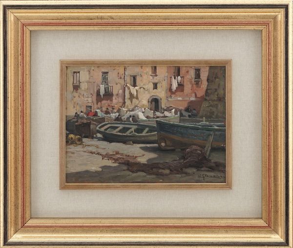 Leon Giuseppe Buono : Marina  - Asta Dipinti del XIX-XX Secolo - Associazione Nazionale - Case d'Asta italiane