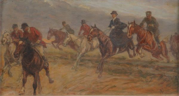 Alessandro Viazzi : Caccia alla volpe  - Asta Dipinti del XIX-XX Secolo - Associazione Nazionale - Case d'Asta italiane