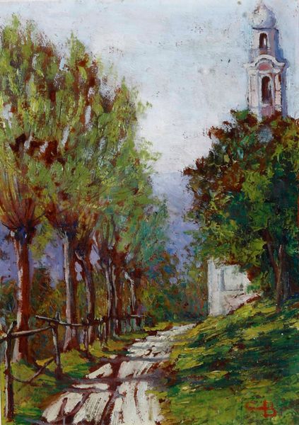 Cesare Bentivoglio : Strada di campagna  - Asta Dipinti del XIX-XX Secolo - Associazione Nazionale - Case d'Asta italiane