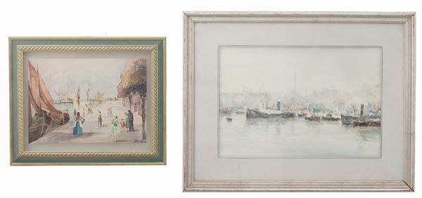 Lotto di due acquerelli firmati Zandrino e Merlo  - Asta Dipinti del XIX-XX Secolo - Associazione Nazionale - Case d'Asta italiane