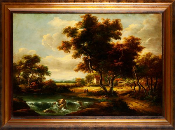 Anonimo del XIX secolo Paesaggio fluviale con figure  - Asta Dipinti del XIX-XX Secolo - Associazione Nazionale - Case d'Asta italiane