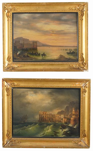 G. Renica Due vedute costiere  - Asta Dipinti del XIX-XX Secolo - Associazione Nazionale - Case d'Asta italiane