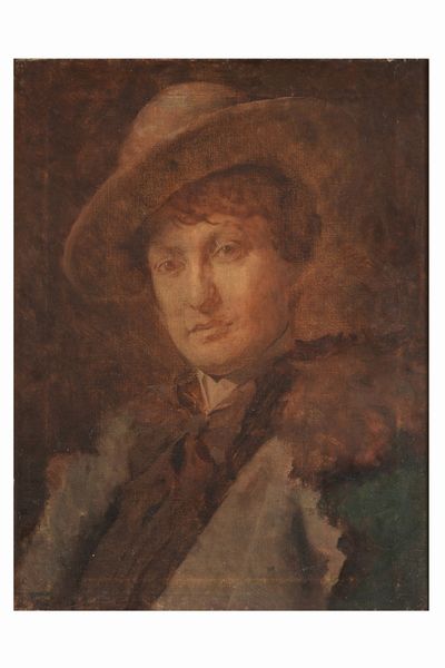 Franz Lenbach : Ritratto di giovane con cappello  - Asta Dipinti del XIX-XX Secolo - Associazione Nazionale - Case d'Asta italiane