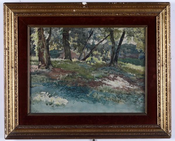 Pio Ioris : Sottobosco  - Asta Dipinti del XIX-XX Secolo - Associazione Nazionale - Case d'Asta italiane