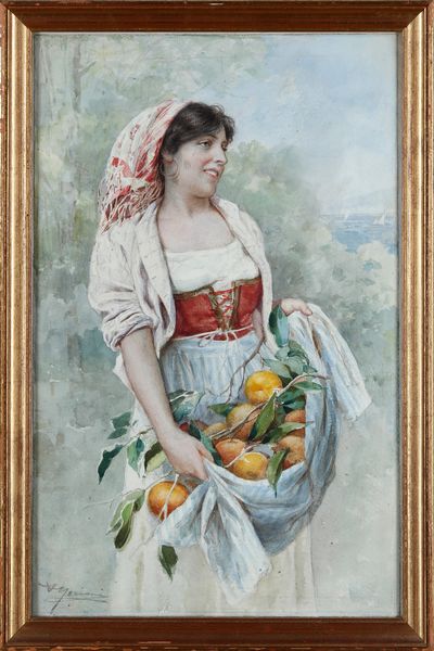 Pittore del XIX-XX secolo Popolana con cesto di frutta  - Asta Dipinti del XIX-XX Secolo - Associazione Nazionale - Case d'Asta italiane