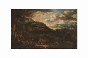 Scuola del XVIII secolo Paesaggio  - Asta Dipinti del XIX-XX Secolo - Associazione Nazionale - Case d'Asta italiane