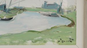 Renzo Zanutto : Paesaggio fluviale  - Asta Dipinti del XIX-XX Secolo - Associazione Nazionale - Case d'Asta italiane