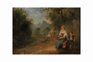 Anonimo Paesaggio con figure  - Asta Dipinti del XIX-XX Secolo - Associazione Nazionale - Case d'Asta italiane