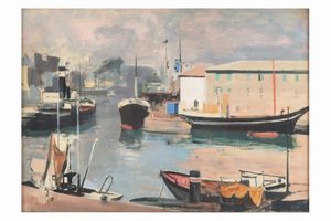Adriano Scibaldi : Porto di Savona  - Asta Dipinti del XIX-XX Secolo - Associazione Nazionale - Case d'Asta italiane