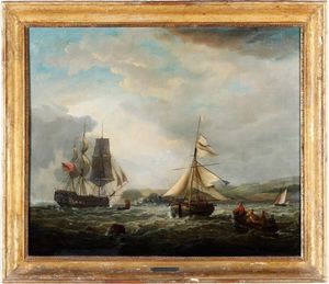 John Gendall - Veduta con velieri