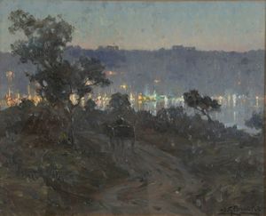 Leon Giuseppe Buono : Sera Fusaro  - Asta Dipinti del XIX-XX Secolo - Associazione Nazionale - Case d'Asta italiane