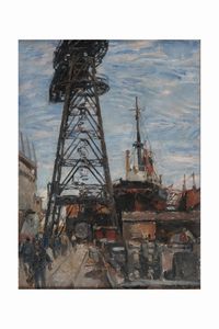 Pieretto Bianco : La Gru, 1927  - Asta Dipinti del XIX-XX Secolo - Associazione Nazionale - Case d'Asta italiane