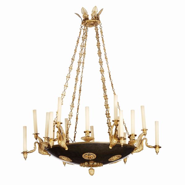 LAMPADARIO IN STILE IMPERO, SECOLO XIX  - Asta INTERNATIONAL FINE ART - Associazione Nazionale - Case d'Asta italiane