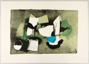AFRO BASALDELLA : Composizione in verde  - Asta Selected Prints - Associazione Nazionale - Case d'Asta italiane