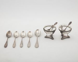 FABBRICA ARGENTERIA CLEMENTI dì GIOVANNI MANTEL & C. S.p.A. - Due salierine e cinque cucchiaini da caff