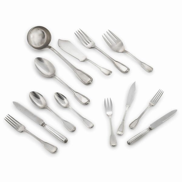 SERVITO DI POSATE, BOLOGNA, SECOLO XX, MANIFDATTURA CLEMENTI  - Asta Argenti italiani ed europei - Associazione Nazionale - Case d'Asta italiane