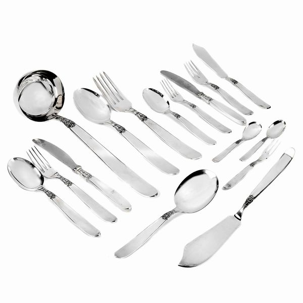 SERVIZIO DI POSATE, BOLOGNA, SECOLO XX, ARGENTIERIA CLEMENTI  - Asta Argenti italiani ed europei - Associazione Nazionale - Case d'Asta italiane