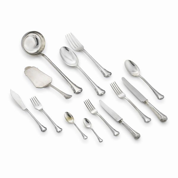 SERVITO DI POSATE, BOLOGNA, SECOLO XX, ARGENTIERE MORINI  - Asta Argenti italiani ed europei - Associazione Nazionale - Case d'Asta italiane