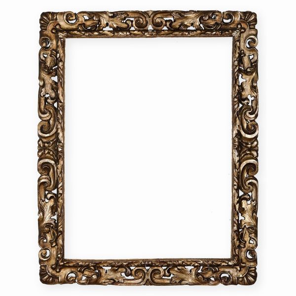 Cornice intaglaita e argentata a mecca, Italia centrale XVII secolo  - Asta Cornici antiche - Associazione Nazionale - Case d'Asta italiane