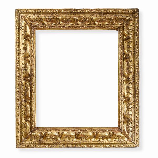 Cornice in legno intagliato e dorato. Emilia XVII secolo  - Asta Cornici antiche - Associazione Nazionale - Case d'Asta italiane