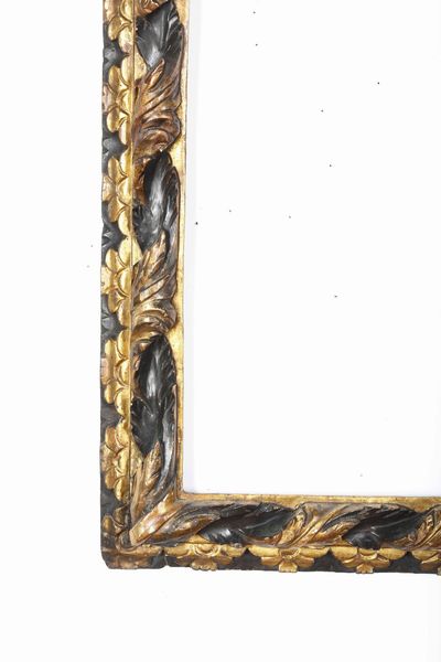 Cornice intagliata, ebanizzata e dorata. Nord Italia XVII secolo  - Asta Cornici antiche - Associazione Nazionale - Case d'Asta italiane
