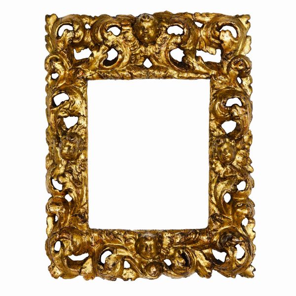 Cornice barocca in legno intagliato e dorato. Italia XVII secolo  - Asta Cornici antiche - Associazione Nazionale - Case d'Asta italiane