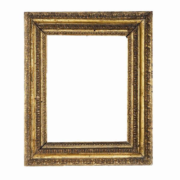 Cornice a teca in legno intagliato e dorato, Roma XVIII secolo  - Asta Cornici antiche - Associazione Nazionale - Case d'Asta italiane