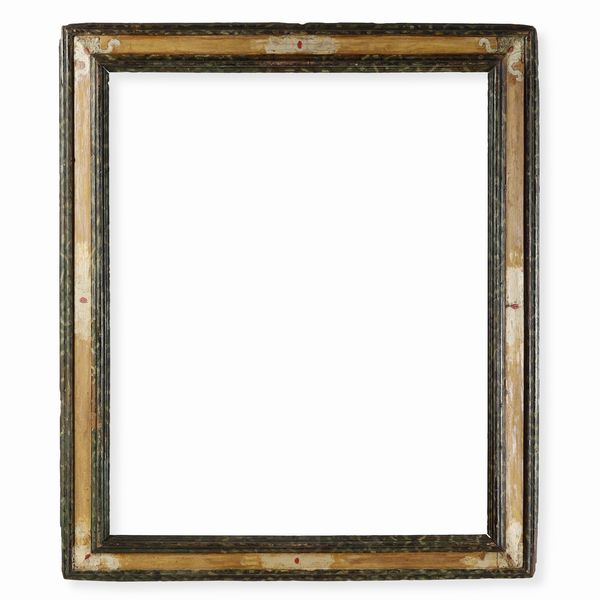 Cornice in legno intagliato e dipinto. Marche XVII secolo  - Asta Cornici antiche - Associazione Nazionale - Case d'Asta italiane