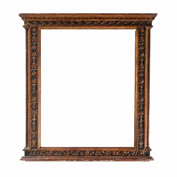 Cornice fiorentina dorata e dipinta, e intagliata in stile rinascimentale. Probabilmente fine 800/ primo 900  - Asta Cornici antiche - Associazione Nazionale - Case d'Asta italiane