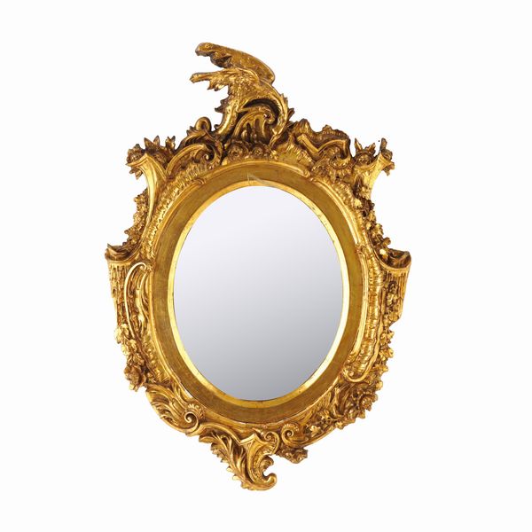 Cornice di forma ovale in legno intagliato e dorato. XIX secolo  - Asta Cornici antiche - Associazione Nazionale - Case d'Asta italiane