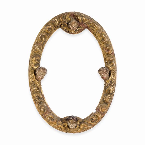 Cornice ovale in legno intagliato e dorato. XVIII secolo  - Asta Cornici antiche - Associazione Nazionale - Case d'Asta italiane