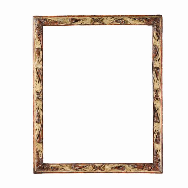 Cornice intagliata laccata e dorata. XVIII secolo  - Asta Cornici antiche - Associazione Nazionale - Case d'Asta italiane