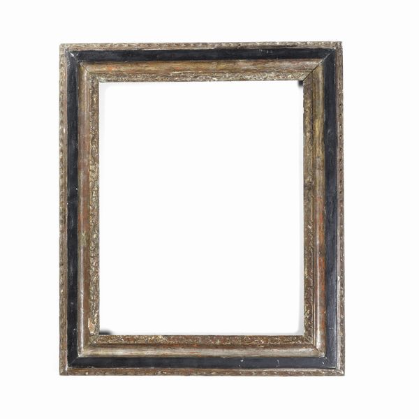 Cornice in legno intagliato, argentato ed ebanizzato. XVIII secolo  - Asta Cornici antiche - Associazione Nazionale - Case d'Asta italiane