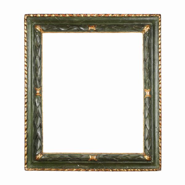 Cornice in legno intagliato, dipinto e dorato. Piemonte XVIII secolo  - Asta Cornici antiche - Associazione Nazionale - Case d'Asta italiane