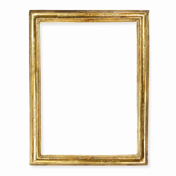Cornice in legno dorato ed inciso, Marche XVIII secolo  - Asta Cornici antiche - Associazione Nazionale - Case d'Asta italiane
