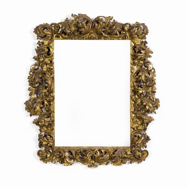 Grande cornice barocca in legno intagliato e dorato. XVII-XVIII secolo  - Asta Cornici antiche - Associazione Nazionale - Case d'Asta italiane