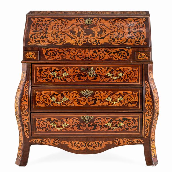 Ribalta lastronata e riccamente intarsiata. Olanda, XIX secolo  - Asta Dimore Italiane - Associazione Nazionale - Case d'Asta italiane