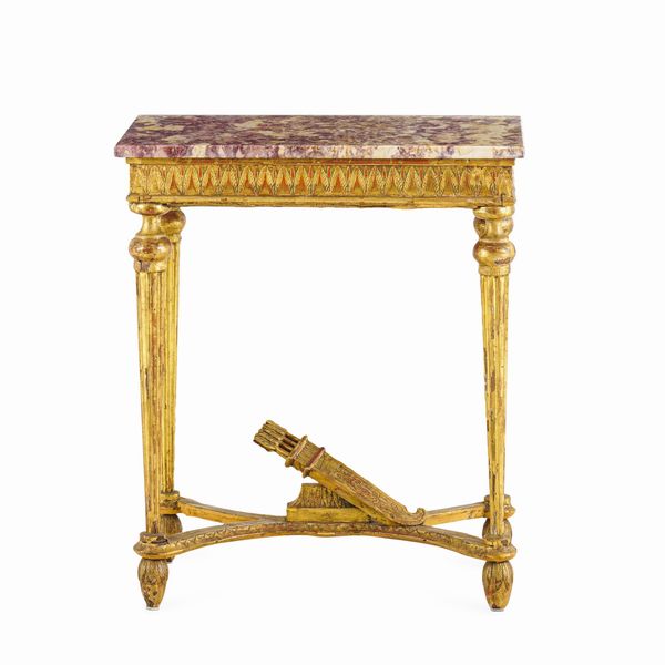 Sei sedie e tavolo da parete in stile Luigi XVI. Francia, XIX-XX secolo  - Asta Dimore Italiane - Associazione Nazionale - Case d'Asta italiane