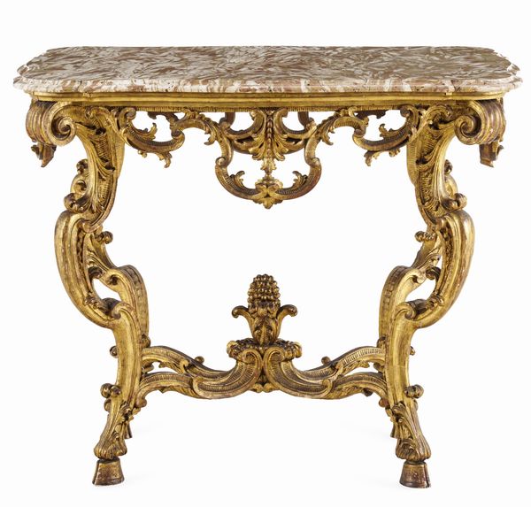 Consolle in legno intagliato e dorato. XX secolo  - Asta Dimore Italiane - Associazione Nazionale - Case d'Asta italiane