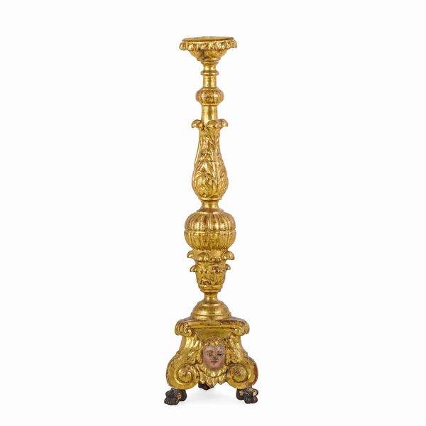 Torciera in legno intagliato e dorato. XVIII-XIX secolo  - Asta Dimore Italiane - Associazione Nazionale - Case d'Asta italiane