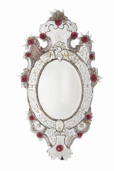 Specchiera in vetro di Murano. XX secolo  - Asta Dimore Italiane - Associazione Nazionale - Case d'Asta italiane