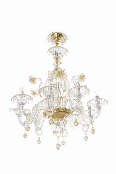 Coppia di lampadari in vetro. Murano, XX secolo  - Asta Dimore Italiane - Associazione Nazionale - Case d'Asta italiane