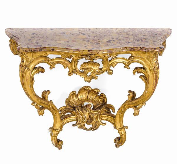 Consolle a goccia in legno intagliato e dorato. XIX-XX secolo  - Asta Dimore Italiane - Associazione Nazionale - Case d'Asta italiane