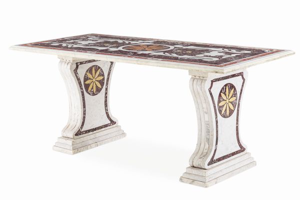 Tavolo in marmo e commessi. XX secolo  - Asta Dimore Italiane - Associazione Nazionale - Case d'Asta italiane