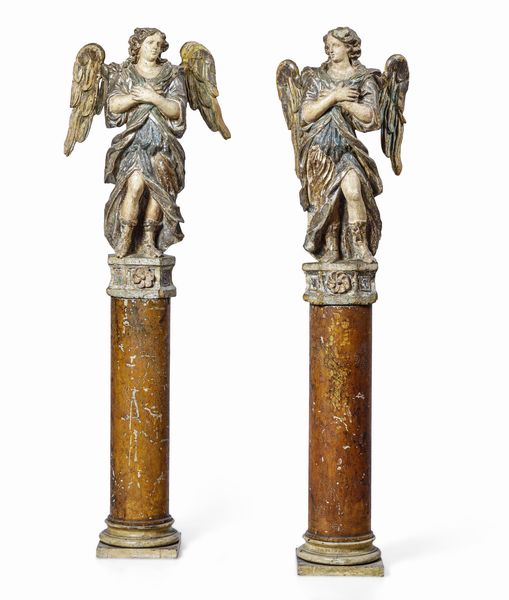 Coppia di angeli. Arte barocca italiana del XVII secolo  - Asta Dimore Italiane - Associazione Nazionale - Case d'Asta italiane