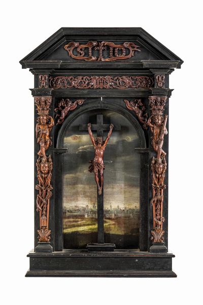 Altarolo architettonico di gusto proto barocco. Italia del Nord XVII secolo  - Asta Dimore Italiane - Associazione Nazionale - Case d'Asta italiane