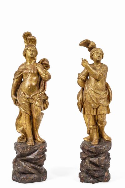 Coppia di figure mitologiche. Veneto, XVIII secolo  - Asta Dimore Italiane - Associazione Nazionale - Case d'Asta italiane