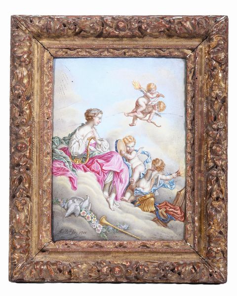 Smalto con raffigurazione allegorica. Francia, probabile fine XVIII secolo<BR>  - Asta Dimore Italiane - Associazione Nazionale - Case d'Asta italiane