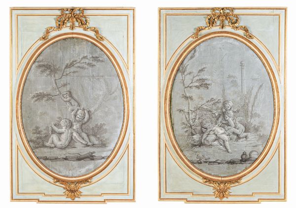 Scuola francese del XVIII secolo Giochi di putti  - Asta Dimore Italiane - Associazione Nazionale - Case d'Asta italiane