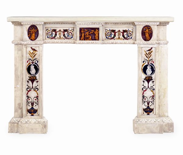 Camino in scagliola, elementi antichi  - Asta Dimore Italiane - Associazione Nazionale - Case d'Asta italiane